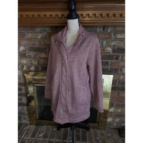 Lands End Pink Fleece Jacket Size Large Super Soft Inside - Picture 2 of 9
